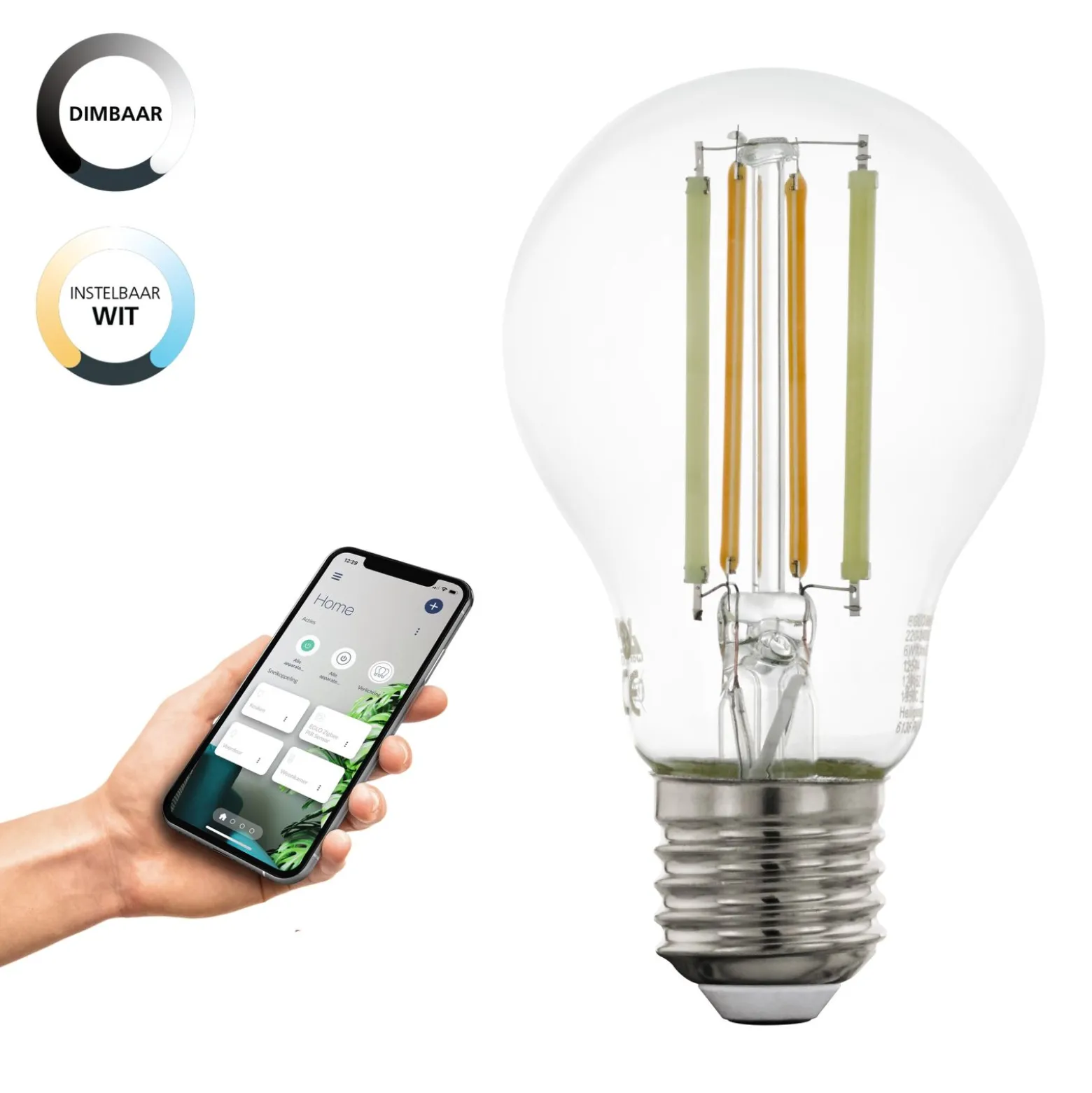 Eglo Connect.Z Smart LED E27 Päron Filament Klar 6W 806lm - 822-865 Justerbar Vit | Dimbar - Ersättare 60W