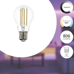 Eglo Connect.Z Smart LED E27 Päron Filament Klar 6W 806lm - 822-865 Justerbar Vit | Dimbar - Ersättare 60W