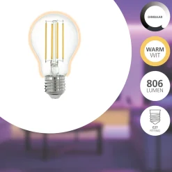 Eglo Connect.Z Smart LED E27 Päron Filament Klar 6W 806lm - 827 Extra Varm Vit | Dimbar - Ersättare 60W