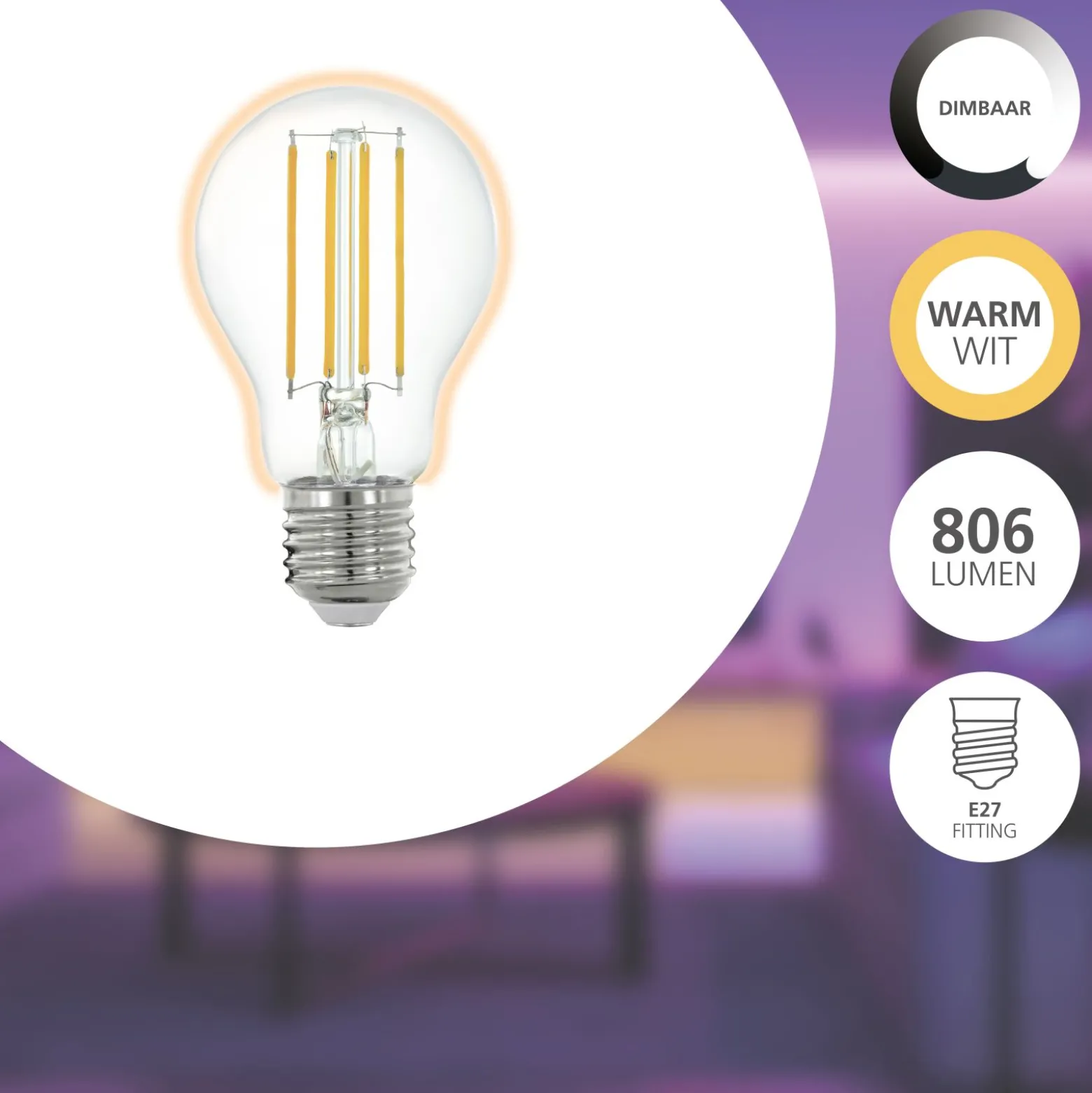 Eglo Connect.Z Smart LED E27 Päron Filament Klar 6W 806lm - 827 Extra Varm Vit | Dimbar - Ersättare 60W