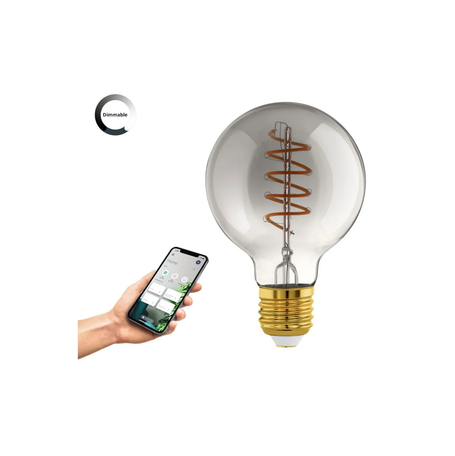 Eglo Connect.Z Smart LED Globe E27 Filament Smokey 4W 150lm - 820 Extra Varm Vit | Dimbar - Ersättare 15W