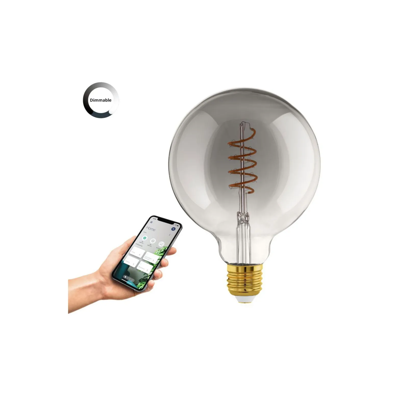 Eglo Connect.Z Smart LED Globe E27 Filament Smokey 4W 150lm - 820 Extra Varm Vit | Dimbar - Ersättare 15W