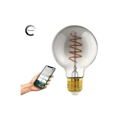 Eglo Connect.Z Smart LED Globe E27 Filament Smokey 4W 150lm - 820 Extra Varm Vit | Dimbar - Ersättare 15W