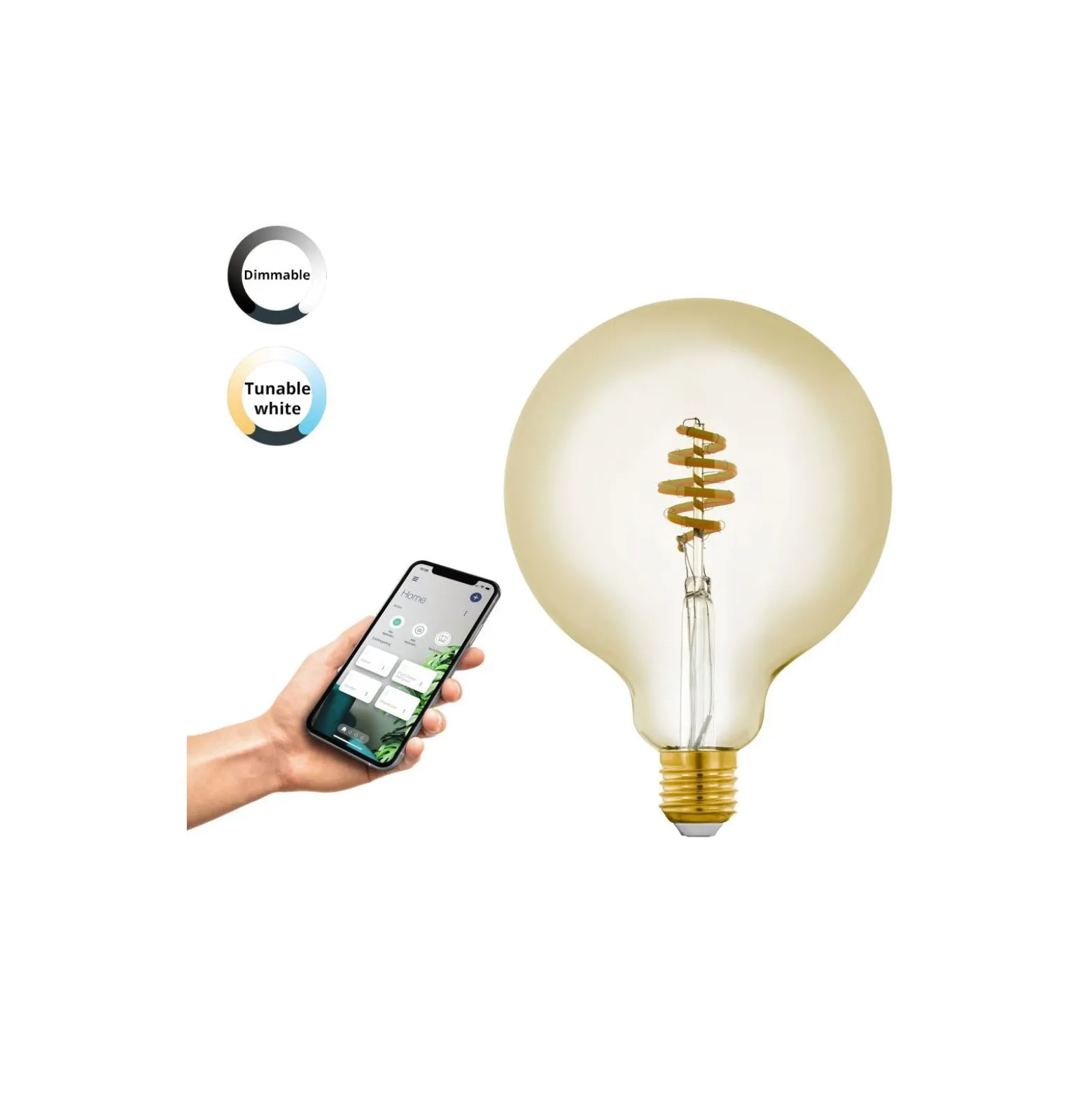 Eglo Connect.Z Smart LED Globe E27 Filament Ambar 4.9W 360lm - 827-865 Justerbar Vit | Dimbar - Ersättare 25W