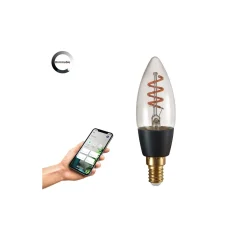 Eglo Connect.Z Smart LED Kronljus E14 Filament Smokey 4W 150lm - 820 Extra Varm Vit | Dimbar - Ersättare 15W