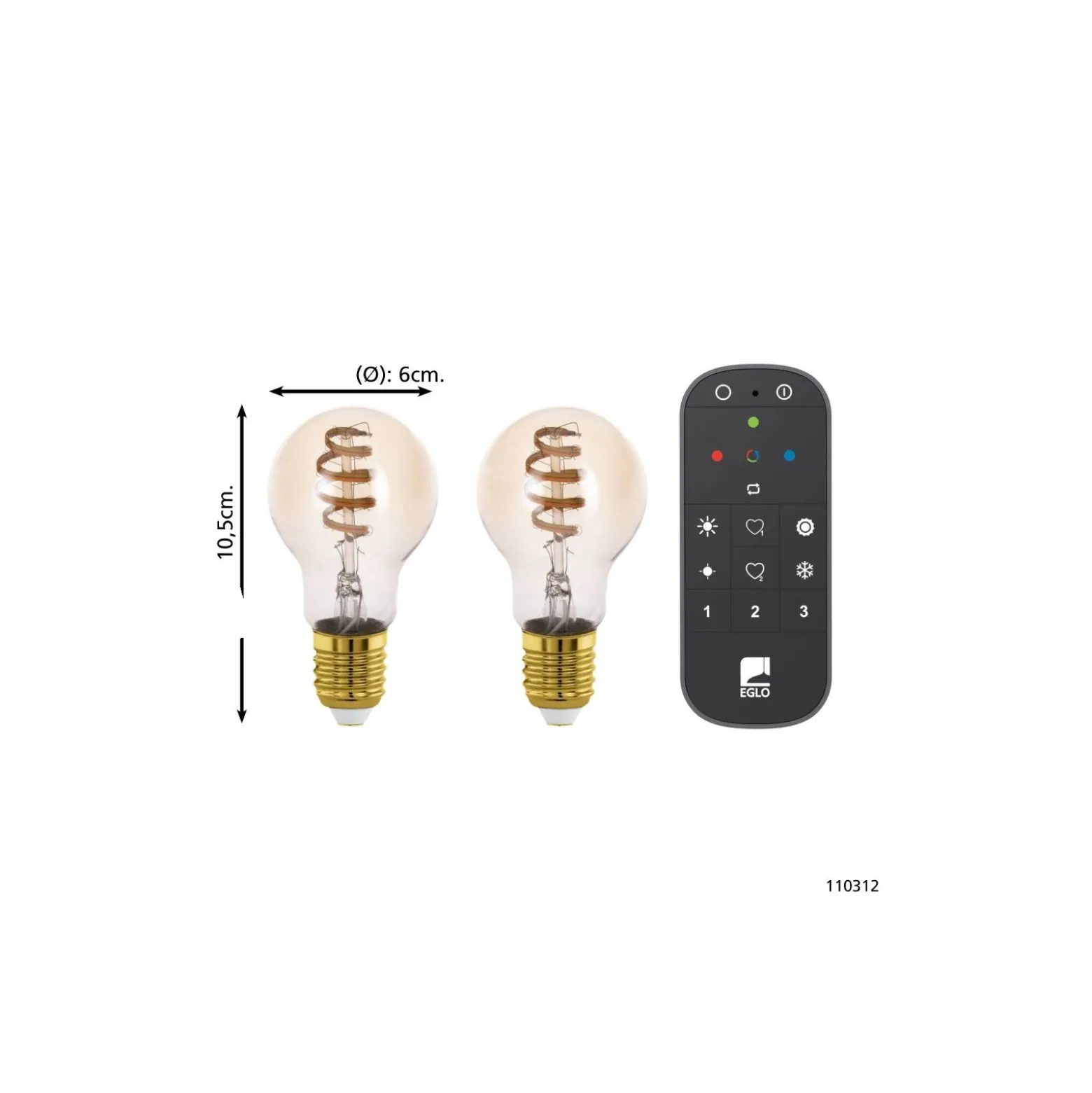 Eglo Connect.Z Smart LED Päron E27 Filament Ambar 9.8W 360lm - 822-865 Justerbar Vit | Dimbar - Ersättare 25W