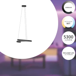 Eglo Connect.Z Smart Pendellampa Andabaia-Z Aluminium Svart 42W 5300lm - 830-865 Justerbar Vit | 600mm - Dimbar