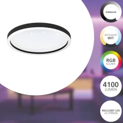 Eglo Connect.Z Smart Taklampa Aluminium Svart 34W 4100lm - 827-865 Justerbar Vit + RGB | 570mm - Dimbar