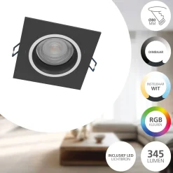 Eglo Connect.Z Smart Taklampa Carosso Aluminium Svart 4W 440lm - 827-865 Justerbar Vit | Dimbar