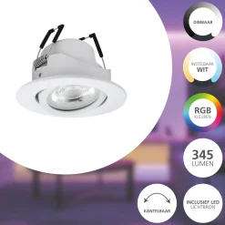 Eglo Connect.Z Smart Taklampa Saliceto-Z Aluminium Vit 4W 440lm - 827-865 Justerbar Vit | 88mm - Dimbar