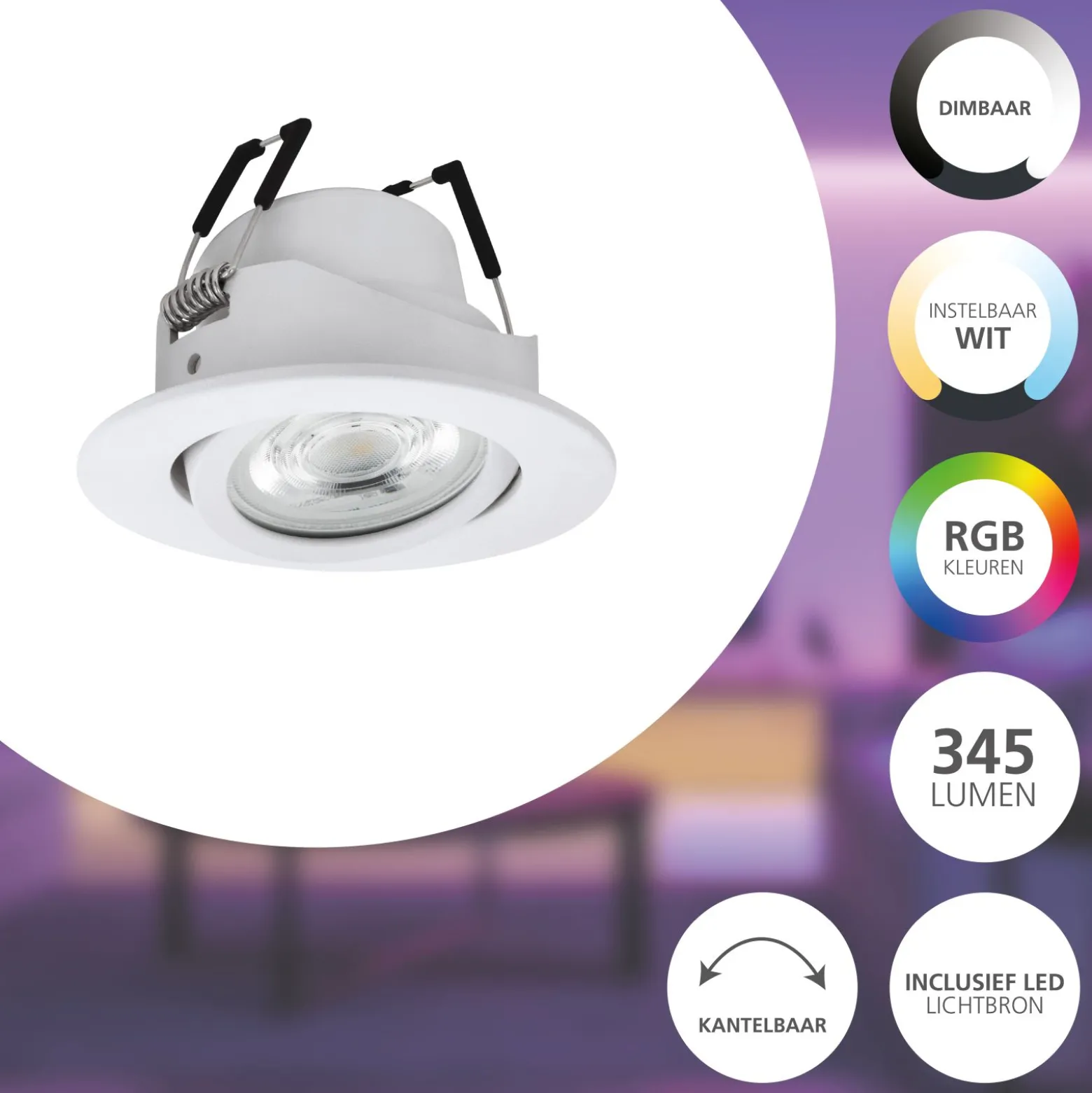Eglo Connect.Z Smart Taklampa Saliceto-Z Aluminium Vit 4W 440lm - 827-865 Justerbar Vit | 88mm - Dimbar