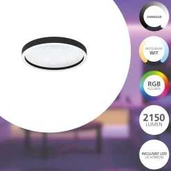 Eglo Connect.Z Smart Taklampa Aluminium Svart 17W 2150lm - 827-865 Justerbar Vit + RGB | 420mm - Dimbar