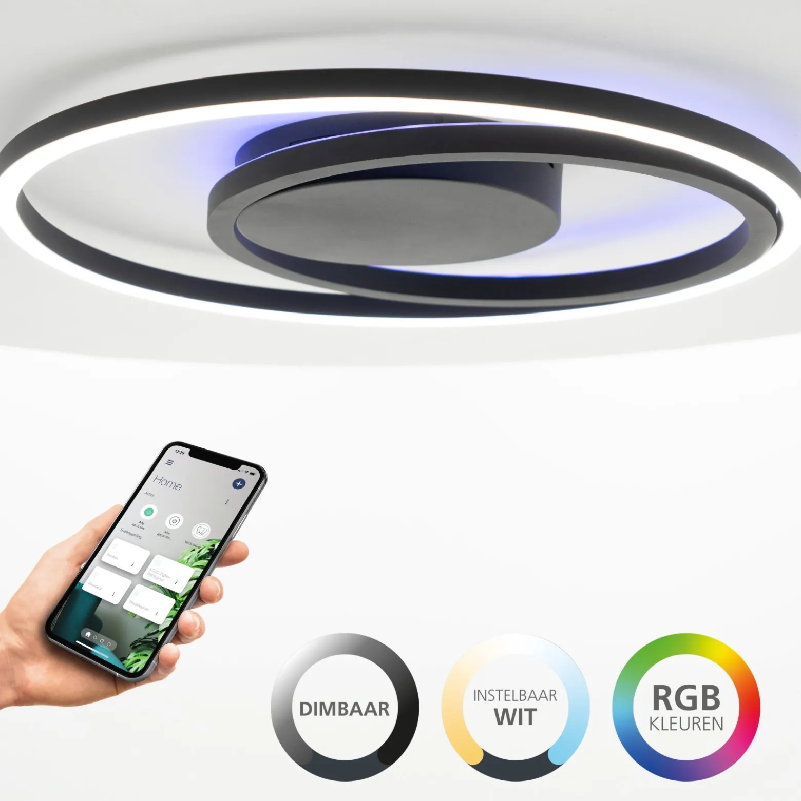 Eglo Connect.Z Smart Taklampa Calagrano-Z Aluminium Svart 20W 2750lm - 827-865 Justerbar Vit | 450mm - Dimbar