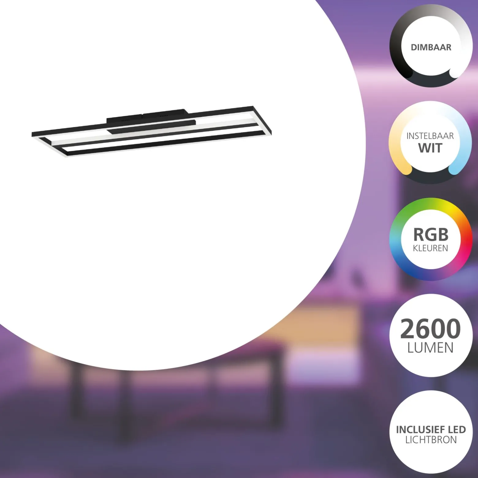 Eglo Connect.Z Smart Taklampa Calagrano Aluminium Svart 21W 2600lm - 827-865 Justerbar Vit | Dimbar