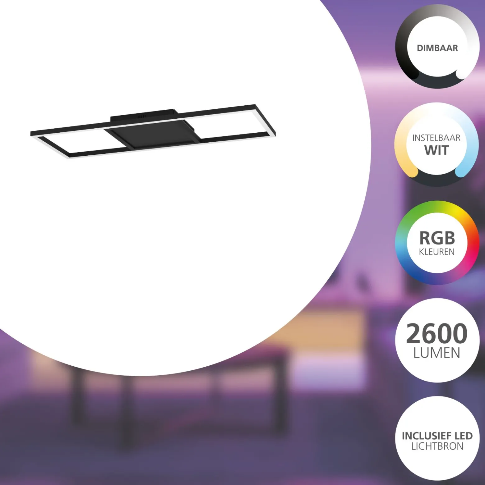 Eglo Connect.Z Smart Taklampa Calagrano Aluminium Svart 21W 2600lm - 827-865 Justerbar Vit | Dimbar