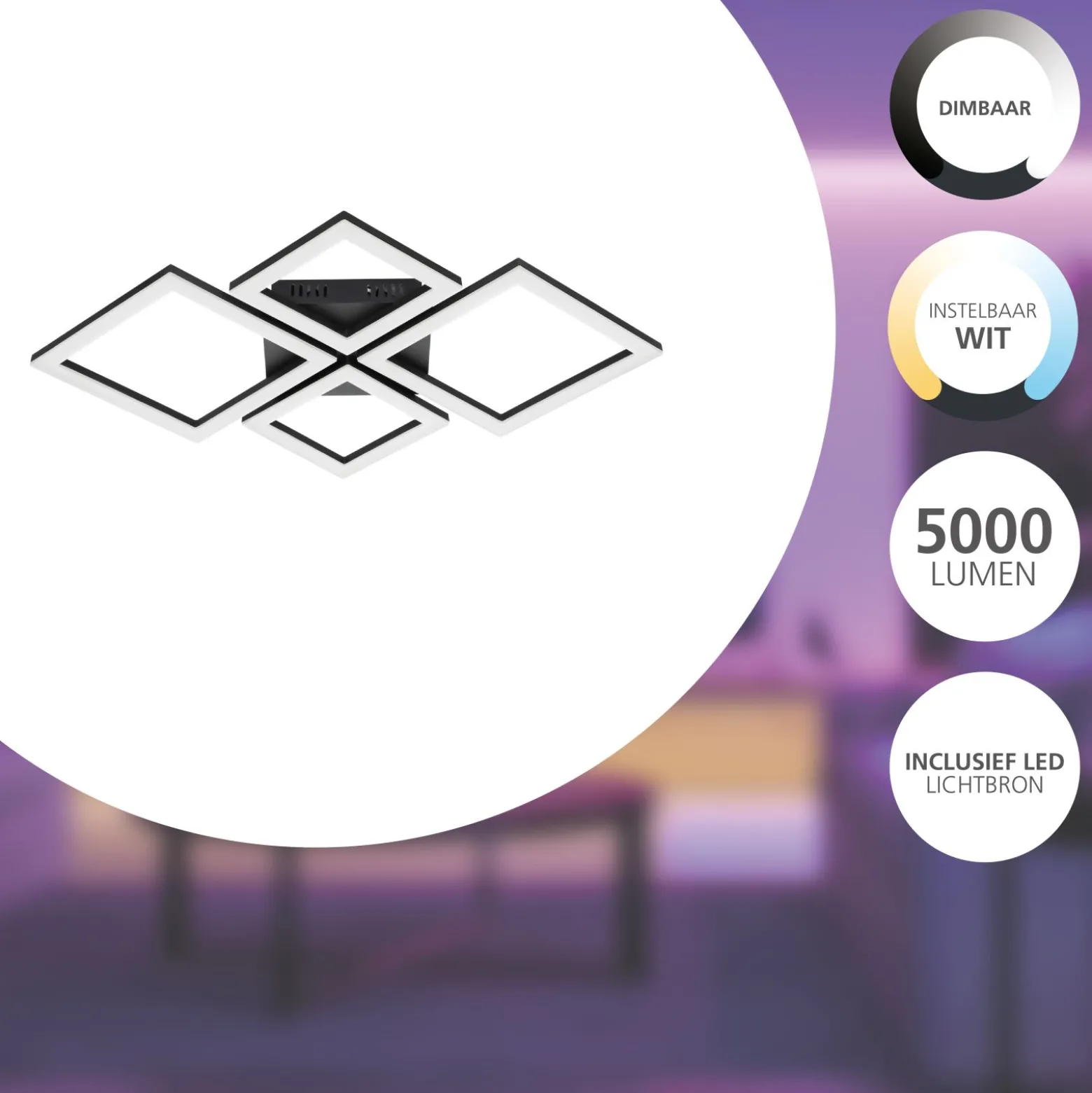 Eglo Connect.Z Smart Taklampa Paranday-Z Stål Svart 32W - 827-865 Justerbar Vit | Dimbar