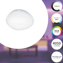 Eglo Connect.Z Smart Taklampa Stål Vit 11W 1350lm - 827-865 Justerbar Vit + RGB | 600mm - Dimbar