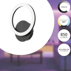 Eglo Connect.Z Smart Vägglampa Parrapos-Z Stål Svart 6W 820lm - 827-865 Justerbar Vit | Dimbar
