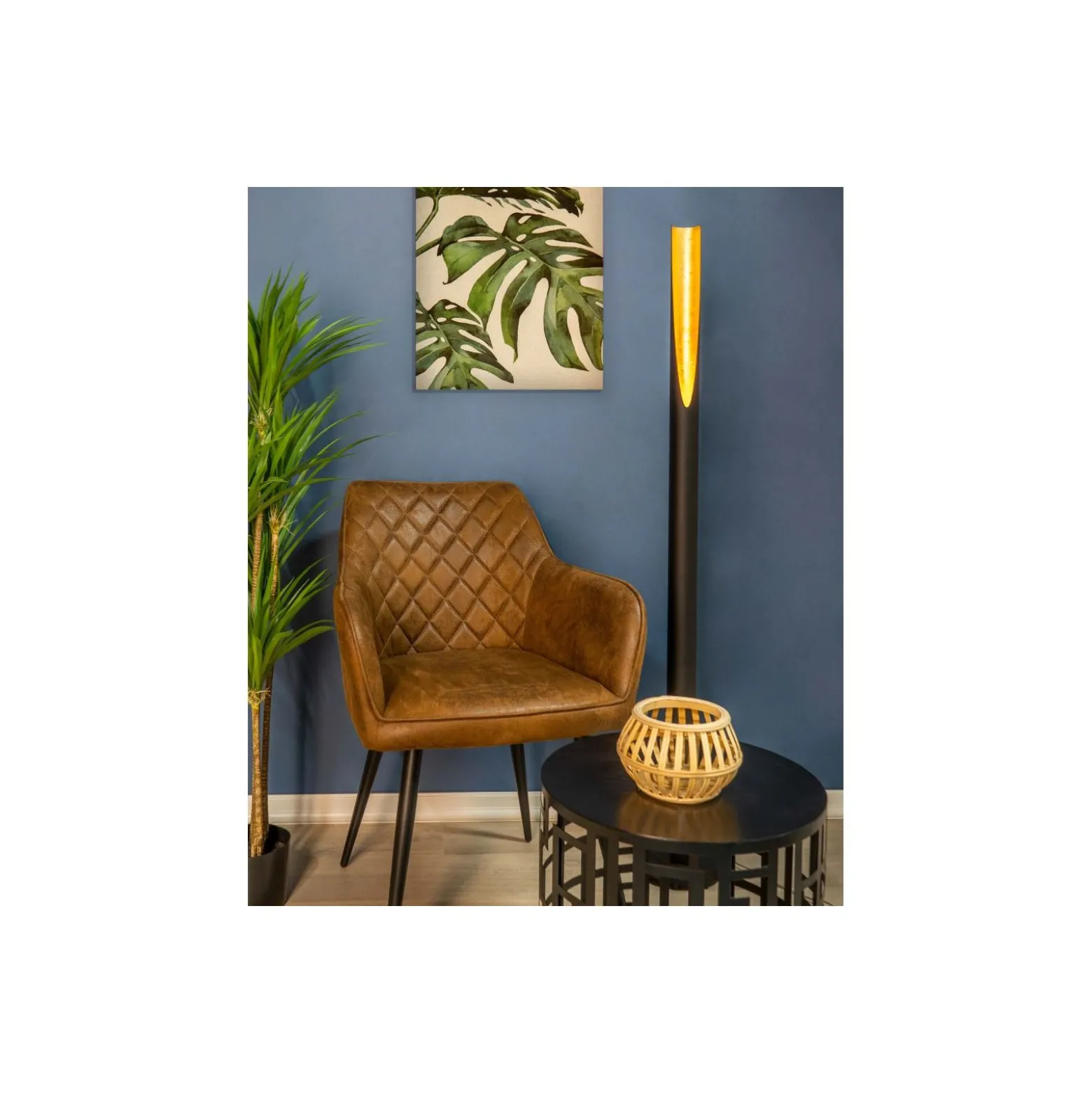 Eglo Golvlampa Barbotto Stål Svart, Guld 4.5W 345lm - 830 Varm Vit | Passande för GU10