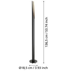 Eglo Golvlampa Barbotto Stål Svart Trä 45W 345lm - 830 Varm Vit