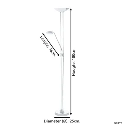 Eglo Golvlampa Baya Led Stål Krom 20W 2440lm - 830 Varm Vit | Dimbar
