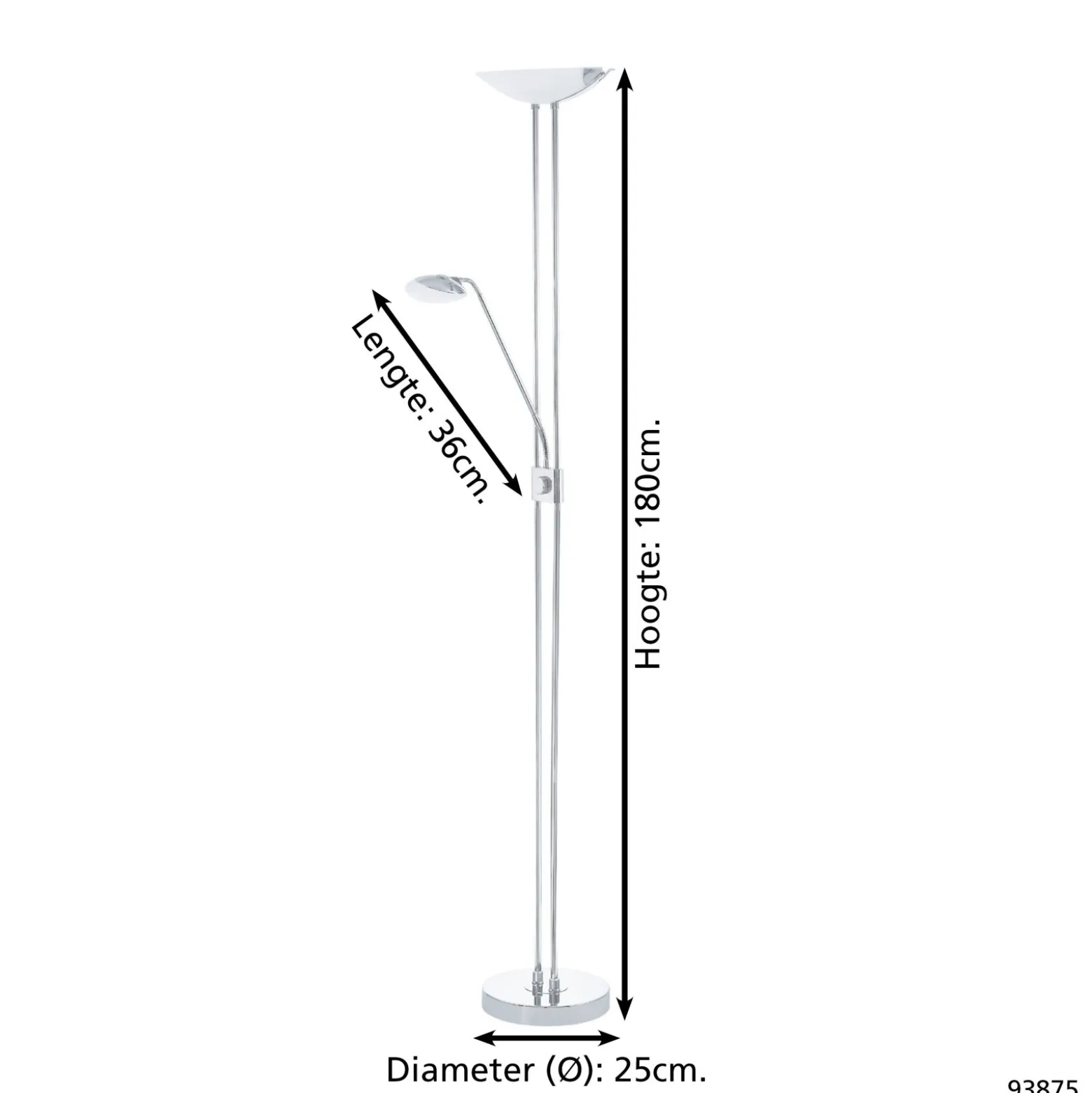 Eglo Golvlampa Baya Led Stål Krom 20W 2440lm - 830 Varm Vit | Dimbar