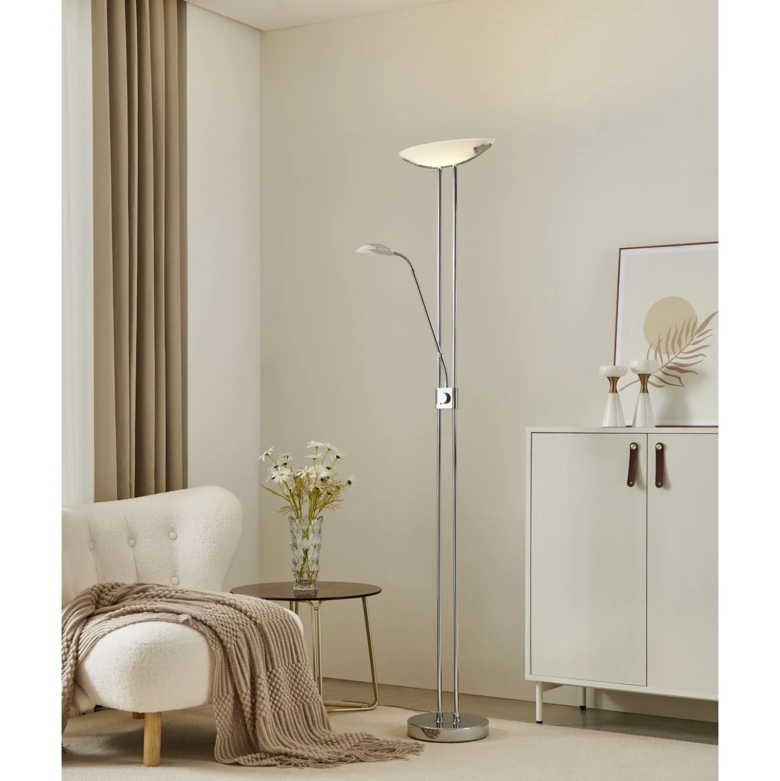 Eglo Golvlampa Baya Led Stål Krom 20W 2440lm - 830 Varm Vit | Dimbar