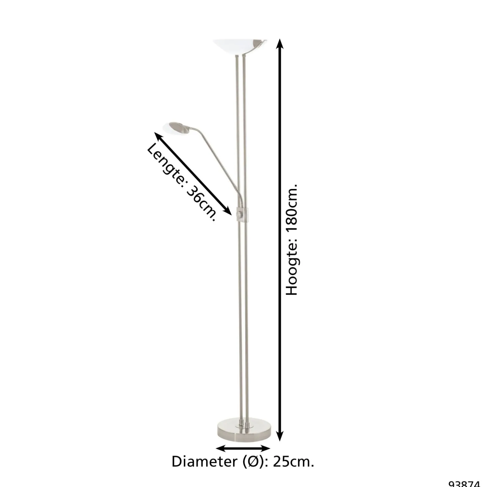 Eglo Golvlampa Baya Led Stål 20W 2700lm - 830 Varm Vit | Dimbar