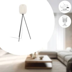 Eglo Golvlampa Belgrave Stål Svart Vit | Passande För 1x E27