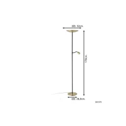 Eglo Golvlampa Conivarino Stål Brushed Mässing, Svart 30.5W 3150lm - 827 Extra Varm Vit | Dimbar