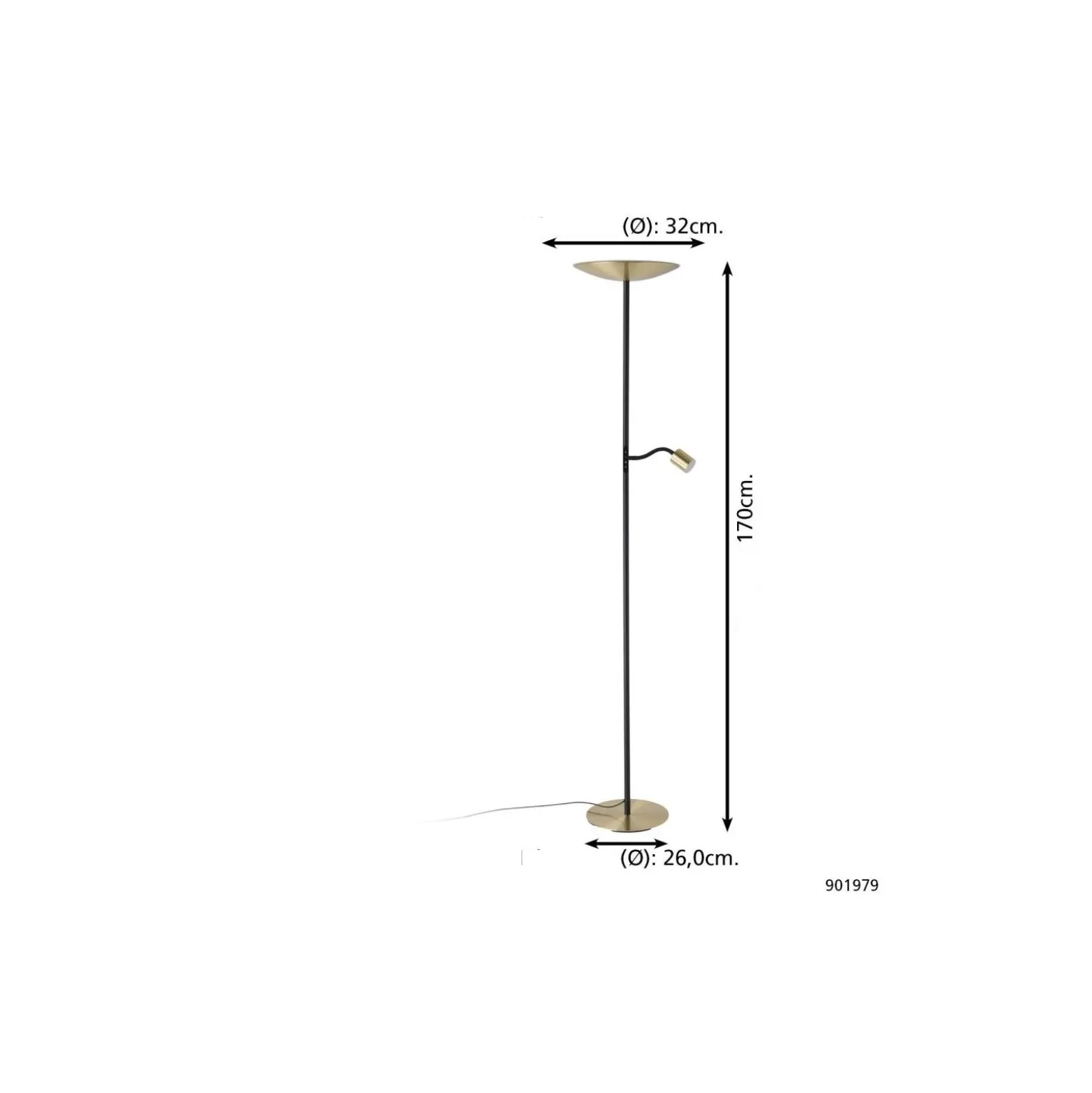 Eglo Golvlampa Conivarino Stål Brushed Mässing, Svart 30.5W 3150lm - 827 Extra Varm Vit | Dimbar