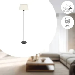 Eglo Golvlampa Febres Stål Svart Vit | Passande För 1x E27