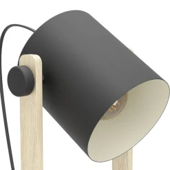 Eglo Golvlampa Hornwood Stål Svart Trä | Passande För 1x E27