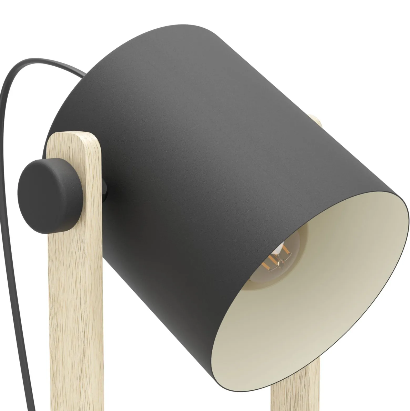 Eglo Golvlampa Hornwood Stål Svart Trä | Passande För 1x E27