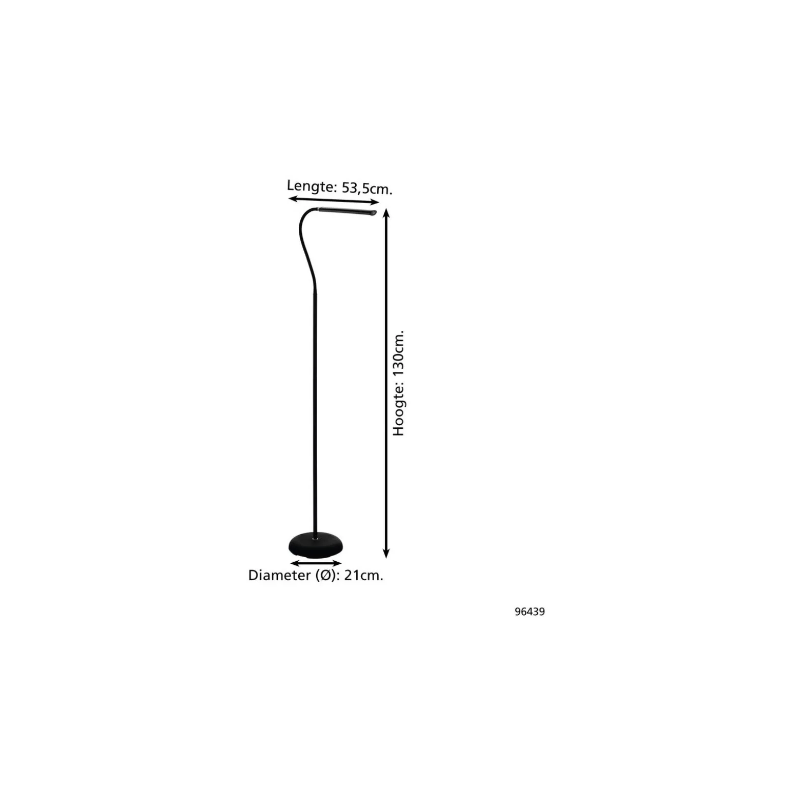 Eglo Golvlampa Laroa Svart 4.2W 600lm - 840 Kallvit | IP20 - Dimbar