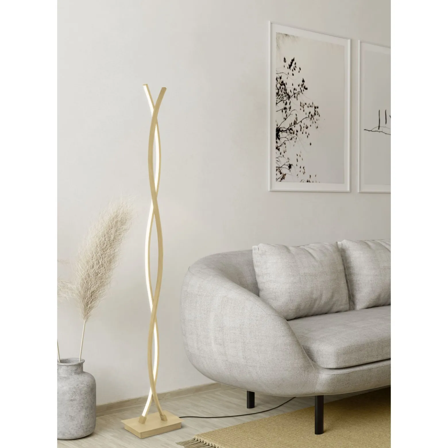 Eglo Golvlampa Lasana 4 Stål Aluminium Trä 36W 4700lm - 830 Varm Vit