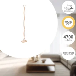 Eglo Golvlampa Lasana 4 Stål Aluminium Trä 36W 4700lm - 830 Varm Vit