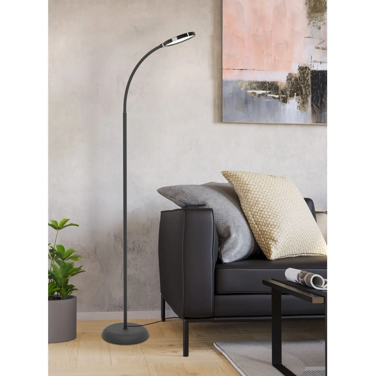 Eglo Golvlampa Lauro Plast Svart 55W 600lm - 827-865 Justerbar Vit | Dimbar