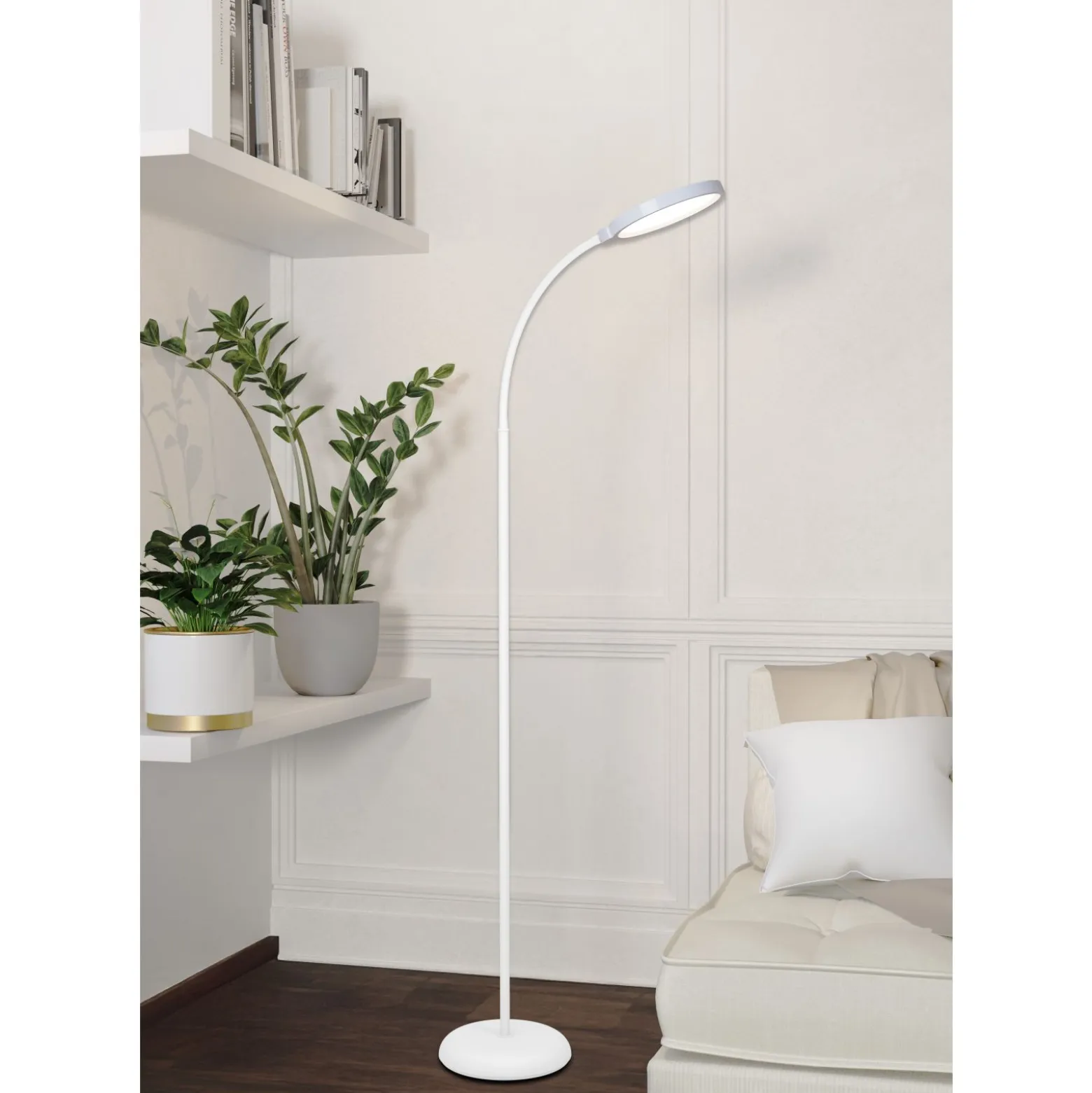 Eglo Golvlampa Lauro Plast Vit 55W 600lm - 827-865 Justerbar Vit | Dimbar