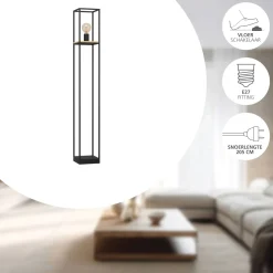 Eglo Golvlampa Libertad Stål Svart Trä | Passande För 1x E27
