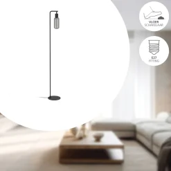 Eglo Golvlampa Maione Stål Svart | Passande För 1x E27