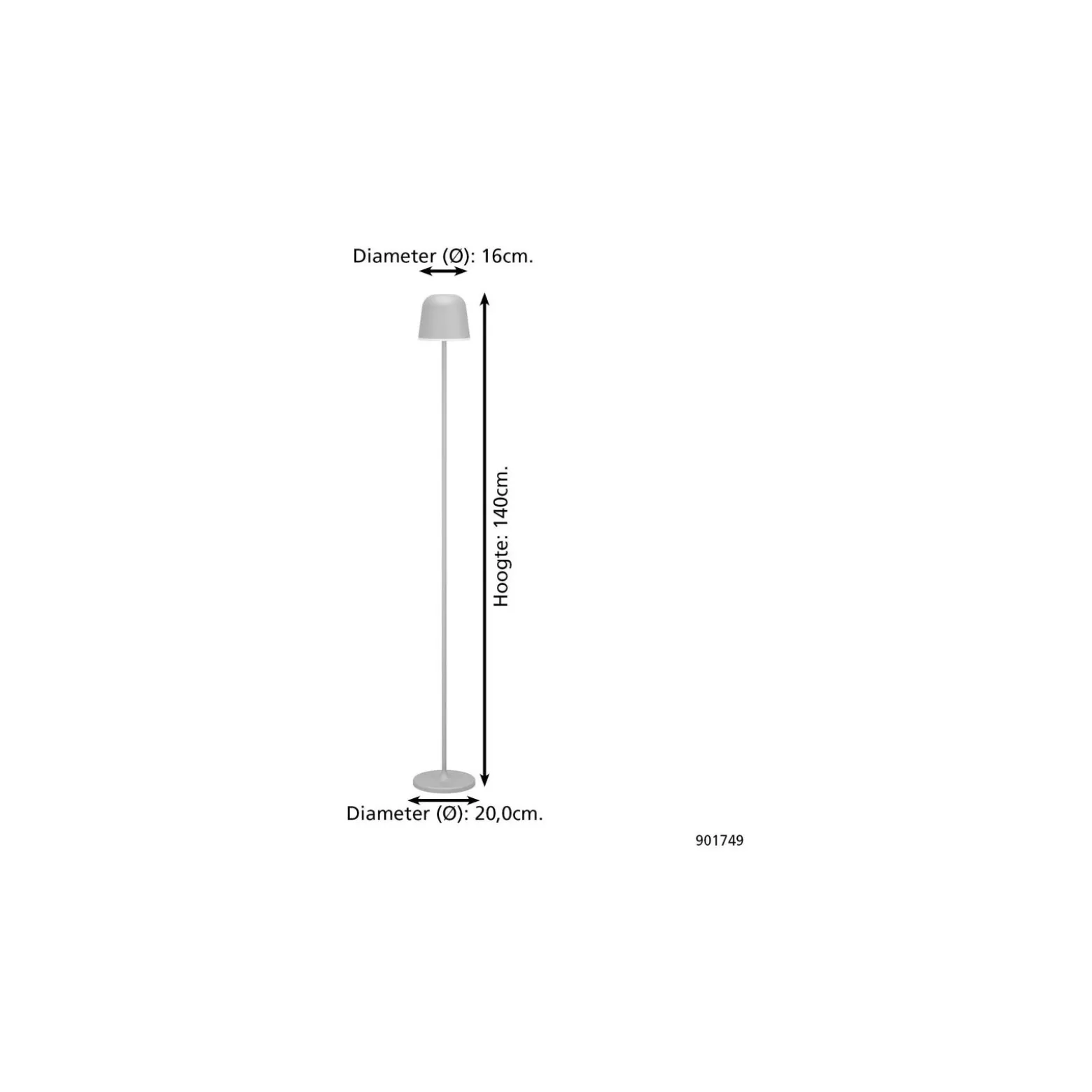 Eglo Golvlampa Mannera-L Aluminium Grå 4W 440lm - 824-830-840 CCT | IP54 - 3-Stegs Dimbar