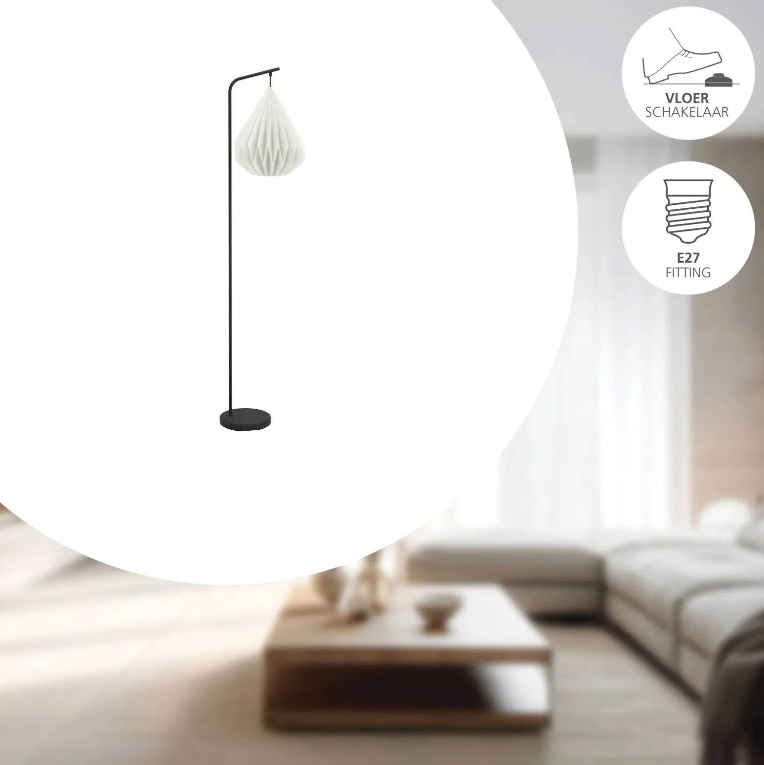 Eglo Golvlampa Minting Stål Svart Vit | Passande För 1x E27