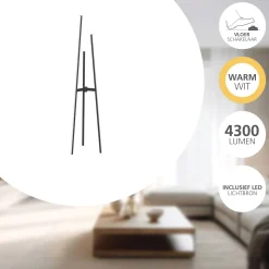 Eglo Golvlampa Mongolanda Aluminium Stål Svart Vit 30W 4300lm - 830 Varm Vit