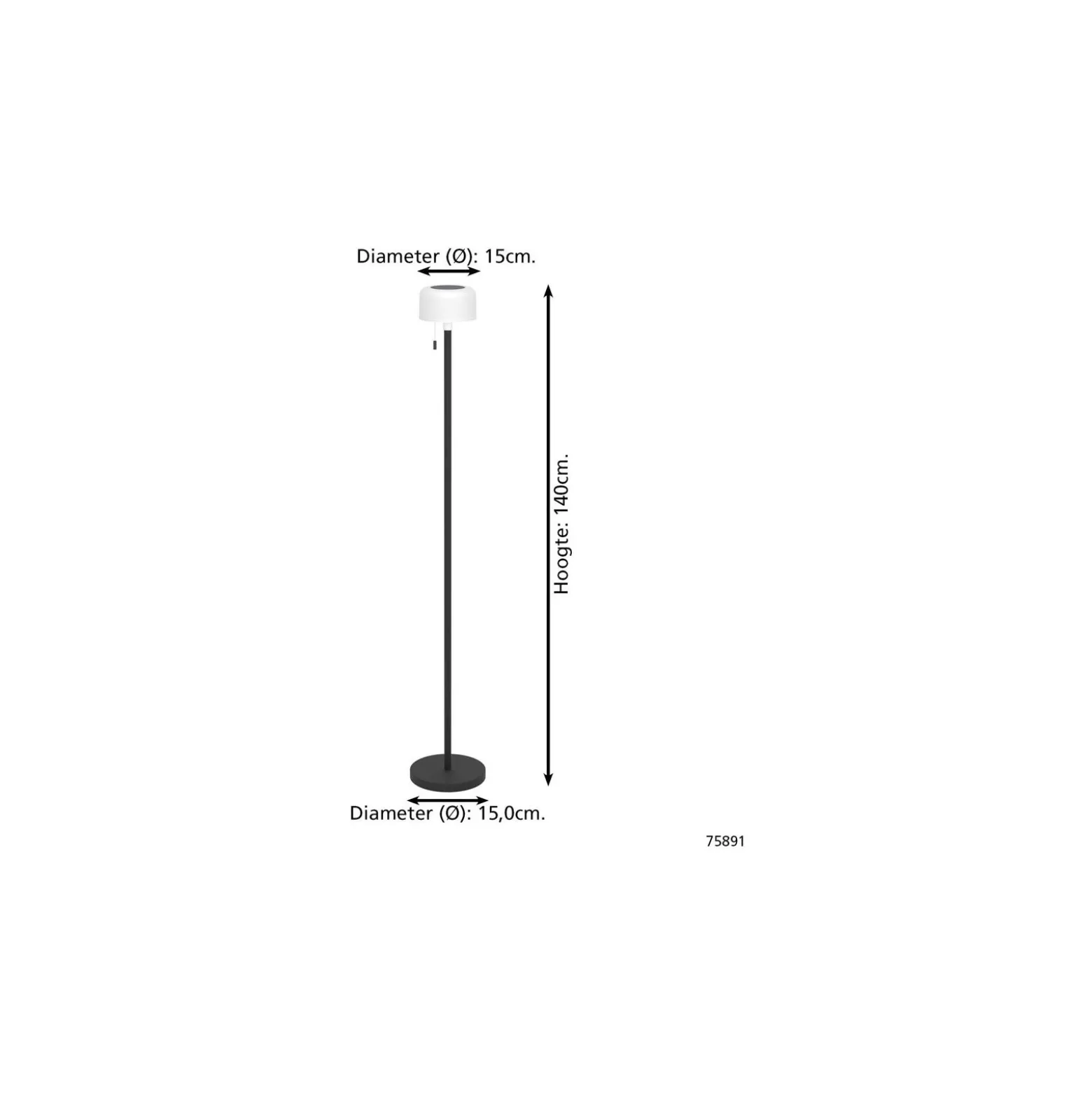 Eglo Golvlampa Montapalma-L Solar Stål Svart 2W 190lm - 830 Varm Vit | IP54 - Dimbar - USB-C