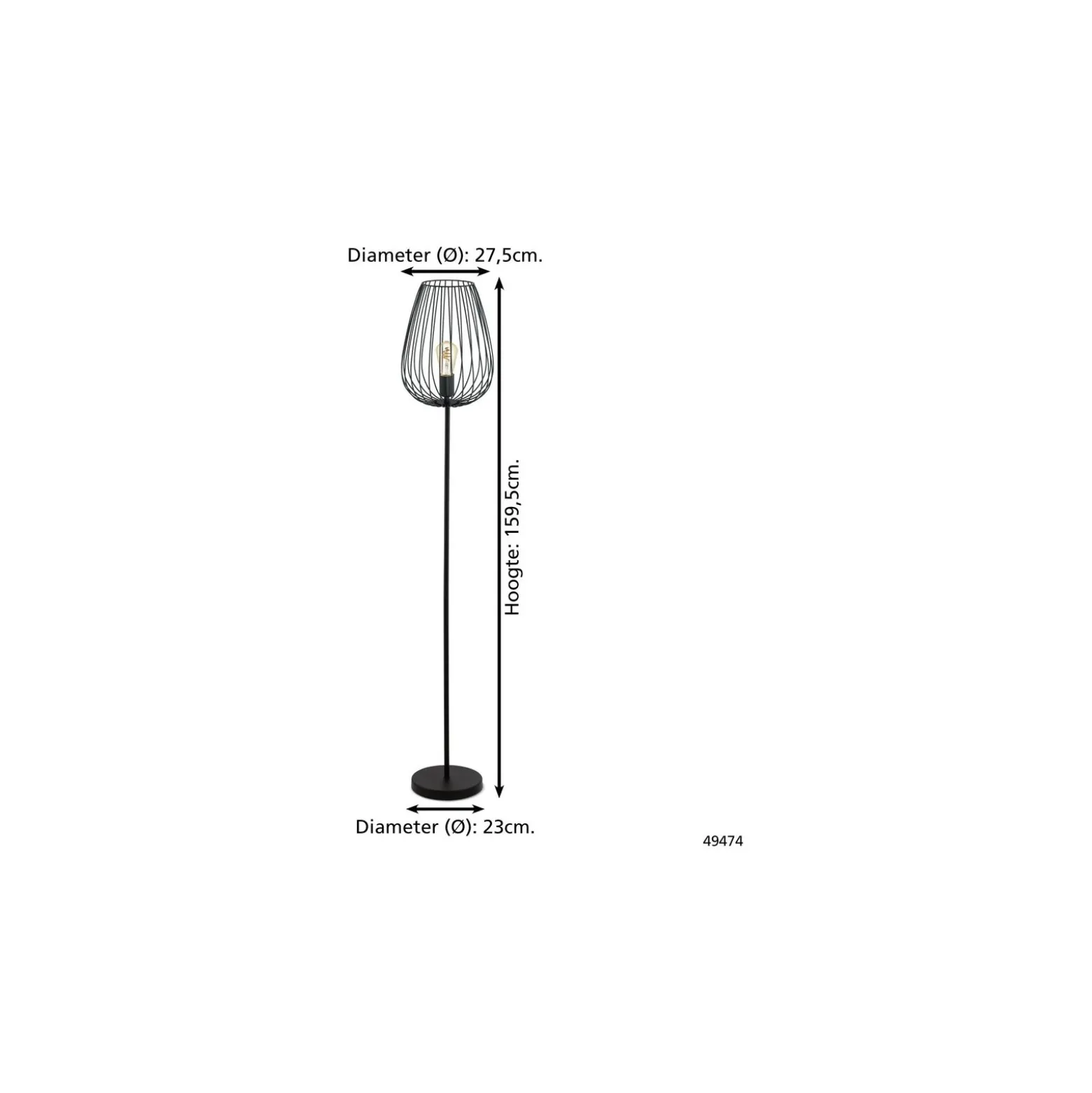 Eglo Golvlampa Newtown Stål Svart | IP20 - Passande för 1x E27