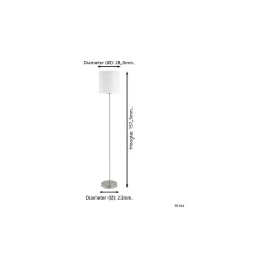 Eglo Golvlampa Pasteri Stål Satin Nickel Vit | IP20 - Passande för 1x E27