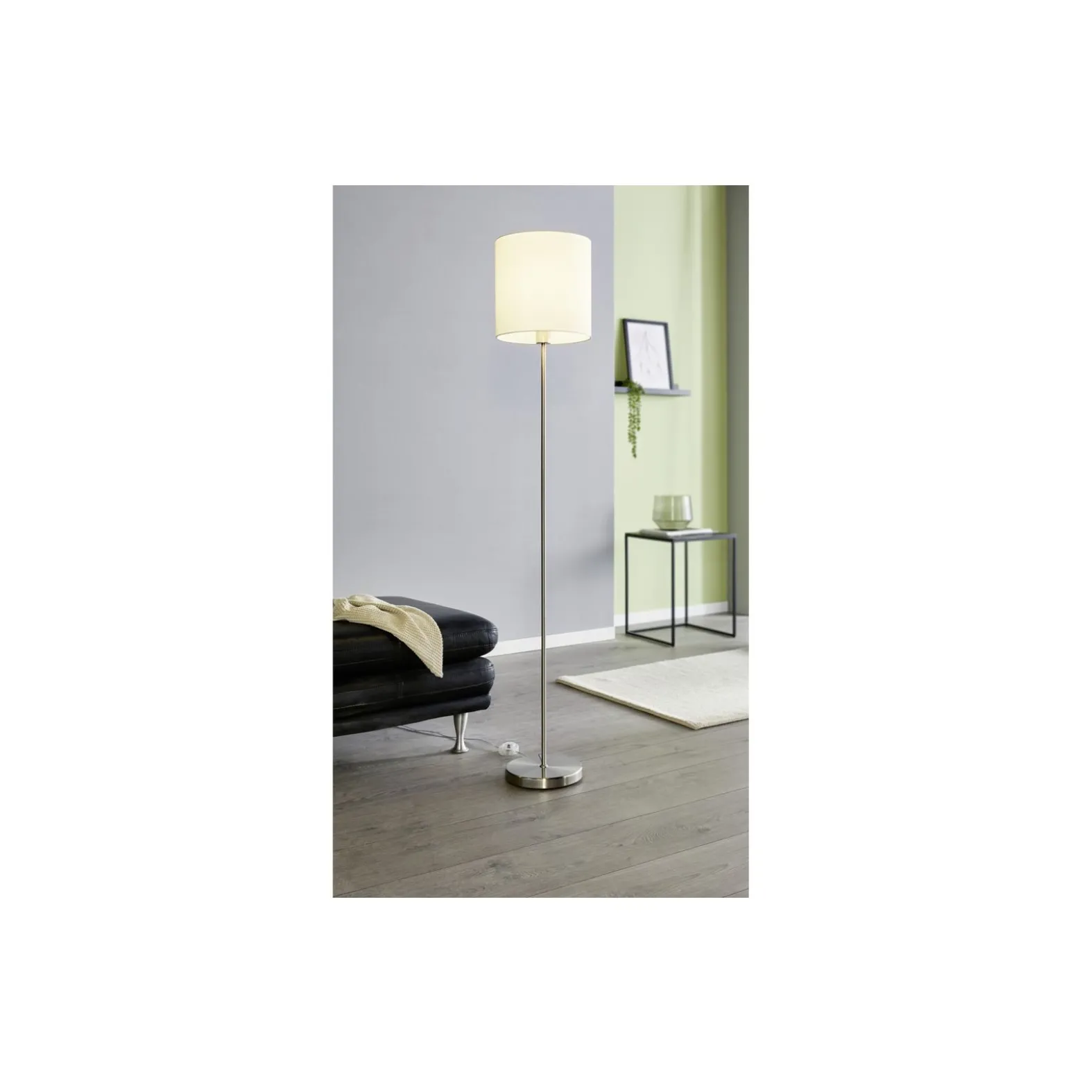 Eglo Golvlampa Pasteri Stål Satin Nickel Vit | IP20 - Passande för 1x E27