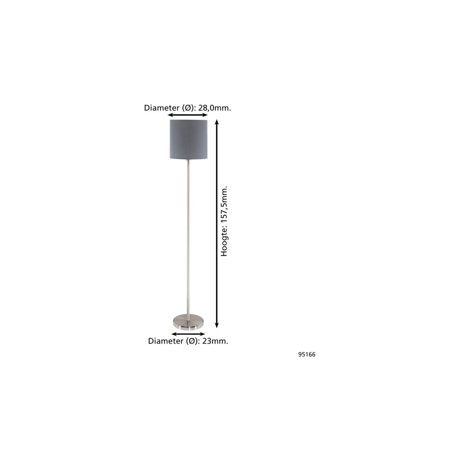 Eglo Golvlampa Pasteri Stål Satin Nickel Grå | IP20 - Passande för 1x E27
