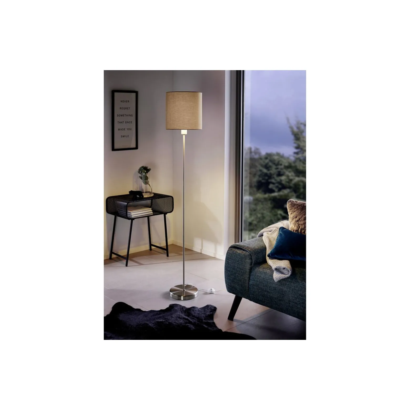Eglo Golvlampa Pasteri Stål Satin Nickel Taupe | IP20 - Passande för 1x E27